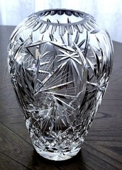 GORGEOUS VINTAGE 1950’s VAL St. LAMBERT CLEAR CUT HOBSTAR HEAVY CRYSTAL VASE