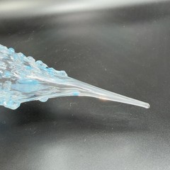 Hand Blown Studio Art Glass Ornament Hanging Decor Textured Blue Fritz Glass VTG