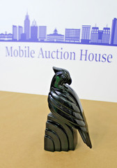 Vintage Fitz & Floyd Art Deco Jet Black Parrot Single Bookend, Weighted Figure
