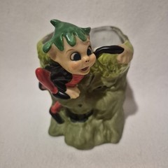 3 Vtg Acme China Norcrest Made In Japan Big Eyed PIXIE ELF Planters Whimsical