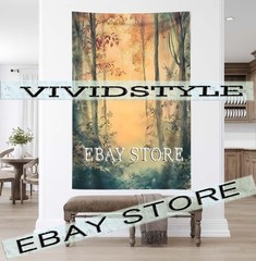 Golden Trees Tapestry Sunlit Forest warm tones glowing woods 39X59 in