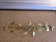 Vintage Homco Copper Brass Rose Ribbon Hanging Wall Art Swag 27” MCM Decor USA