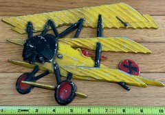 1975 Sexton Homco WW1 Metal Airplane Wall Art Decor Yellow & Red Vintage 1970’s