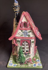 Blue Sky Clayworks Cozy Corner House Tea Light Base Retired 2000 10x6x6” OB