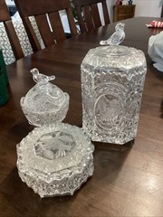 3 Set VTG HOFBAUER BYRDES Crystal Trinket Boxes Bird, W. Germany Mid-late 1900s