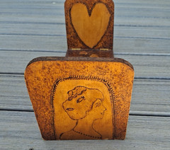 Antique Art Nouveau Expanding Bookend Wood Slide Flemish Folk Art