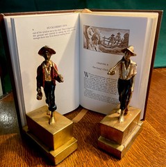 Antique Mark Twain’s Riverboat Rapscallions Tom&Huck Armor Bronze Clad Bookends