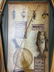 Rustic Canoe Shadow Box Fishing Wall Art – Bass, Lures, & Miniature Oars