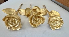 Three Steven Singer 24kt Gold Plated Rose Flowers NEW LOWER PRICE!
