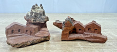 Vintage Brazilian Bark Wood Carvings 4pc Correia Filho Folk Art 1970s Figures