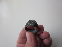 very rare ancient Roman small bronze engraved ring with a star. I – II AD.