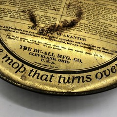 Vintage Art Deco Metal Tin Black & Gold w Flowers Du-All Mop Round Storage 1920s