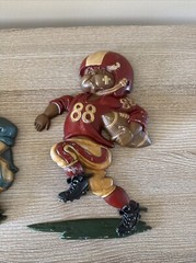 Vintage Homco Sexton 1970s Cast Aluminum Football Set of 3 Wall Hanging Plaques