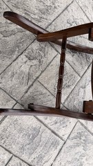 Vintage Mid Century Folding Rocking Chair Wood Tapestry Floral Upholstery