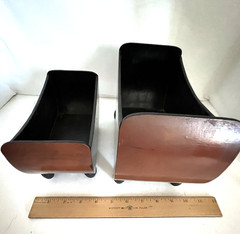 2 Wooden Hand Painted Footed Plant Holders 9″ x 5″ x 6″ & 8″ x 4″ x 4″ Grapes