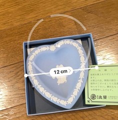 Wedgwood Blue Heart Shaped Ceramic Tray with Relief Decoration Used