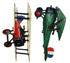 Vtg 1975/76 Homco Biplane WW2 War Airplane Metal Wall Decor USA Set of 2