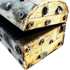Rare Bone Tile Vintage Metal Embellishments 9 x 3 Artisan Trinket Box India