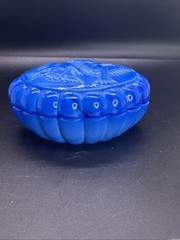 Vintage Peace Doves Akro Agate Slag Blue Swirl Trinket Glass Dish