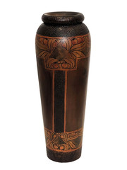 Very Large Art Nouveau Pokerwork Vase Signed Howe — 41 cm High