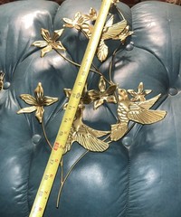 Vintage MCM Metal Hummingbird & Flower 3D Wall Art Decor – Homco