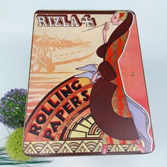 Vtg Rizla Tin Box Rolling Papers Advertising – Art Deco Design Storage Container