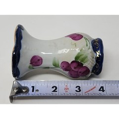 Vintage Stick Hatpin 13 Hole Holder Vase Grapes And Leaves Blue Purple Green