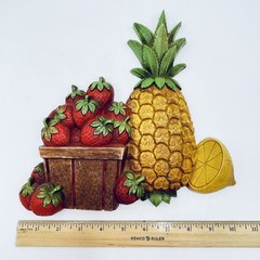VTG 1975 Homco/Syroco #7350 #73510 USA 2pc Fruit Wall Hanging Plaques Farmhouse