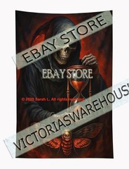 Grim reaper hourglass tapestry dark fate gothic symbolism 39X59 in