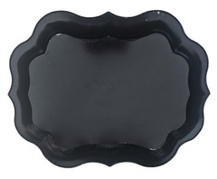 Vtg Hand Painted Toleware Tole Tray Floral Scalloped Rolled Edges XL-25″ x 19.75