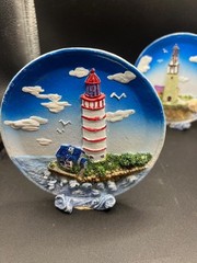 Set of 3 Lighthouse 3D Relief Sculpture Figurine Desktop Decor Lot of 3