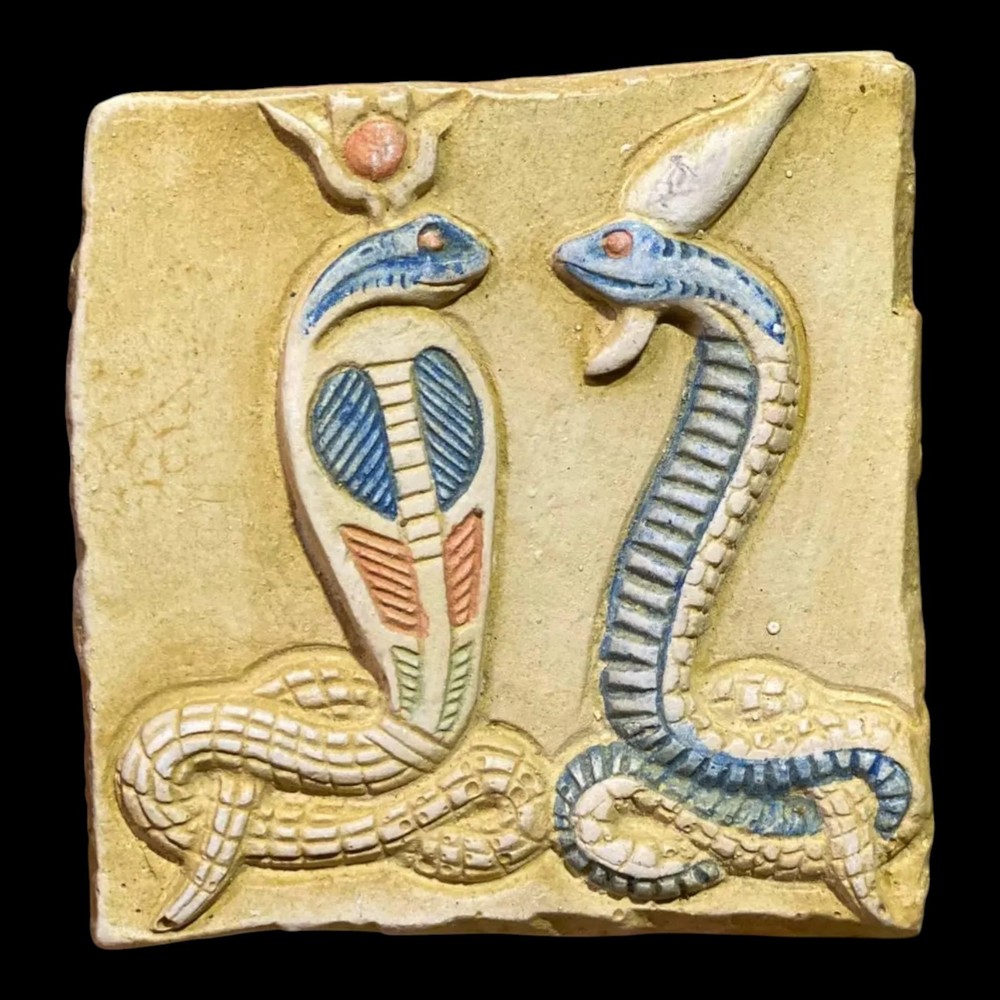 Authentic Rare Ancient Egyptian Double Cobra Relief Statue Figure 1200 BC