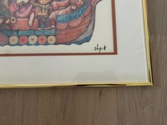 SIGNED Amram Ebgi – “Noah and the Ark ” Colored Lithograph Framed Print