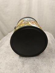 Vintage Hand Painted Metal 1 Gallon Black Country Paddle Wheel Art Deco Can