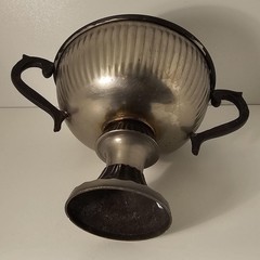 Vintage Cast Metal Trophy Urn – Antiqued Pewter Neoclassical Centerpiece Planter