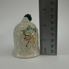 Belleek Ireland Shamrock Basketweave & Gold Bow Bell. Christmas or wedding