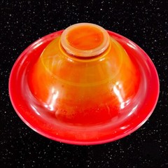 Antique 1920s Northwood Chinese Coral Amberina UV Glow Footed Rolled Rim Bowl