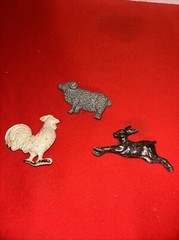 Unique SET OF 3 HAND CAST ALUMINUM METAL HEAVY MAGNETS- Estate Find