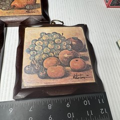Vintage 1970s Homco Home Interior Wood Fruit Plaques Set Of 3