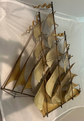 John DeMott Brass Sailboat Clipper Ship Sculpture Signed