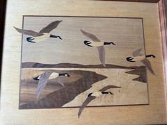 Vintage Creative Woods NY “Ducks In Flight Scene” Marquetry Artwork