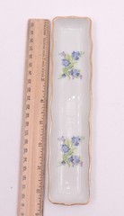 Limoges France Floral Olive Mints Tray Pencil Jewelry Trinket Forget-Me-Not Gold