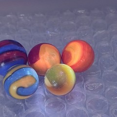 .57″-.72″ Vintage Akro Agate Corkscrew Marble Lot of 5 (Good)- #Q144