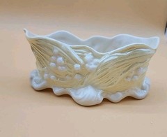 Vintage Belleek “Lilly of the Valley” Luster Trinket Dish Bowl, 7th Mark