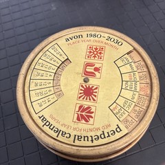 Vintage 1980 – 2030 AVON Perpetual Calendar Tin Stash Box Made In England