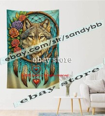 Wolf Rose Dreamcatcher Tapestry 3D relief look Wall Art decor 39X59 in