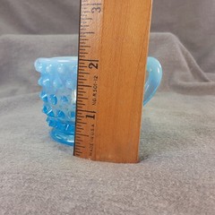Fenton Hobnail Opalescent Cream Sugar + Akro Agate Blue Milkglass Vtg Lot Of 3