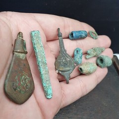 RARE Lot 9 Antique Bronze Near Eastern Beads pendants Artifacts from Afghanistan