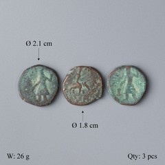 Ancient Kushan Bronze Coins [3pcs, 26gram]