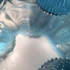 Vintage Fenton Blue Drape Opalescent Footed Rose Bowl Vase